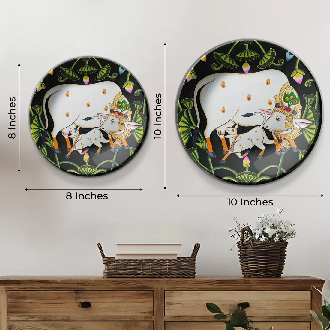 Cow and Calf Pichwai Wall Plate Décor - India Series