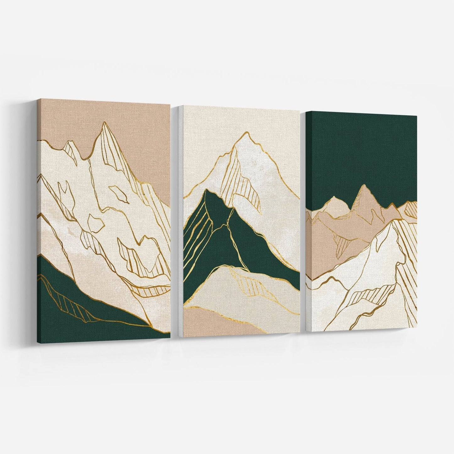 Golden Mountain Abstract Modern Wall Art -  Set of 3