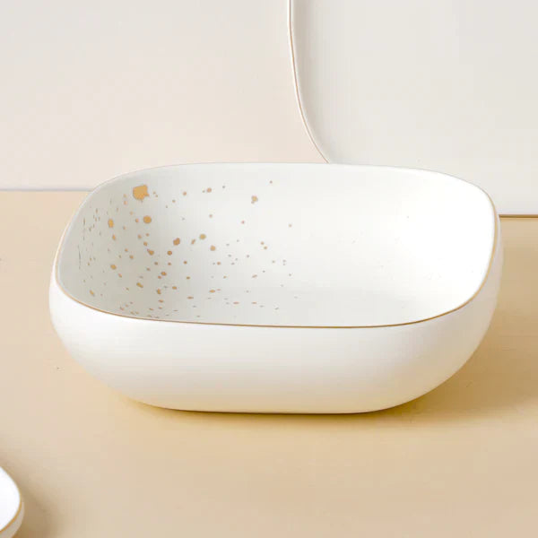 Cara Square Serving Bowl - White/Midnight Green