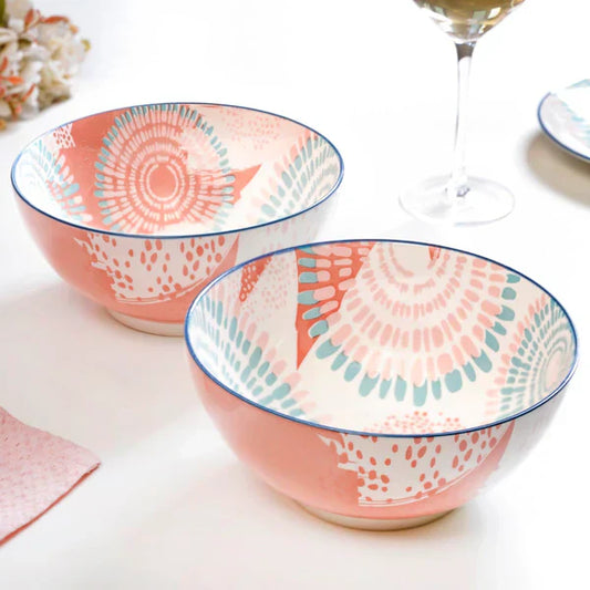 Pastel Ceramic Serving Bowls - Set Of 2 ,1650ml