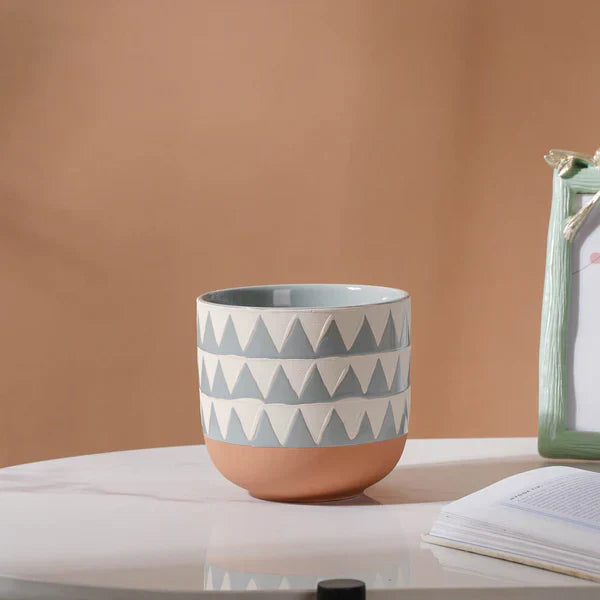 Chevron Pottery Vase - Multicoloured