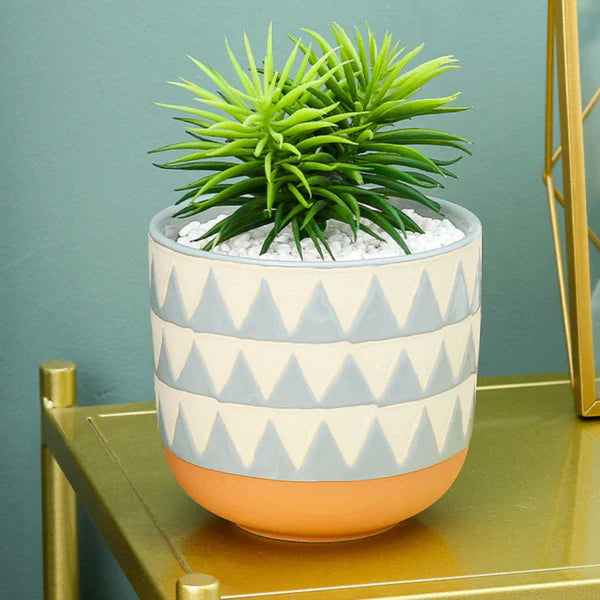 Chevron Pottery Vase - Multicoloured