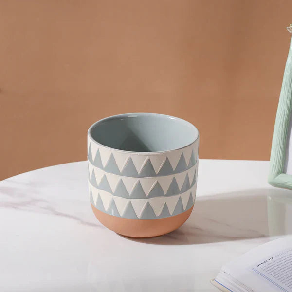 Chevron Pottery Vase - Multicoloured