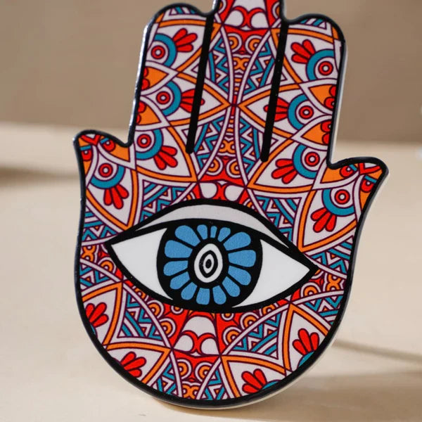 Healing Hamsa Hand Decor With Stand - Red