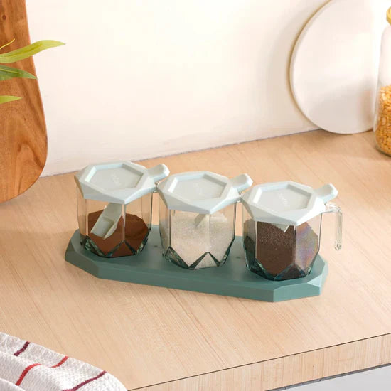 Spice Jars With Spoons - Set Of 3