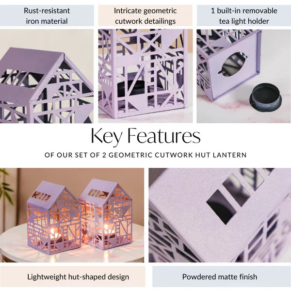 Lantern ,Lavender - Set Of 2