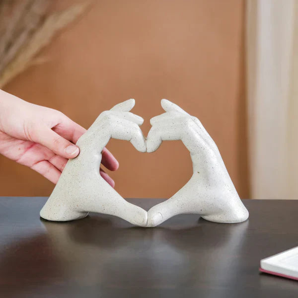 Heart Hands Sculpture - WHITE